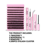 DIY Eyelash Extension Kit 200pcs Individual Lashes Cluster D Curl, 8-16mm Mix Lash Clusters with Lash Tweezers - Luxe Ladies Moda