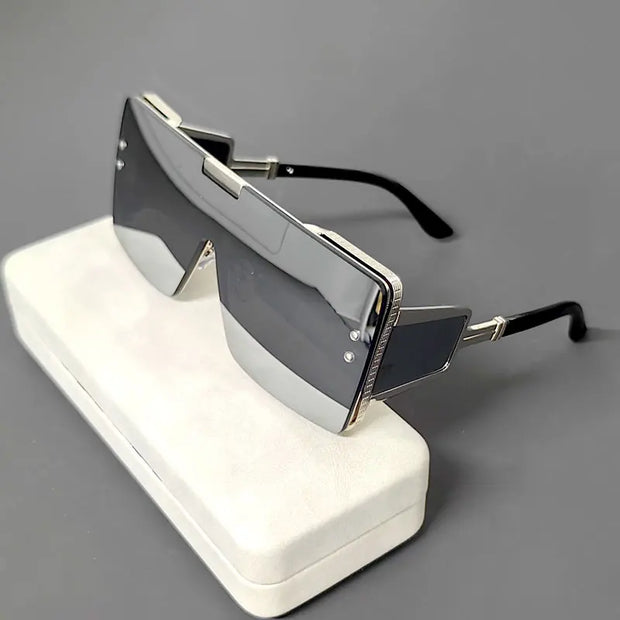 Luxury Brand Sunglasses Women Big Frame Men Square Fashion One Lens Shades Uv400 Vintage Glasses - Luxe Ladies Moda