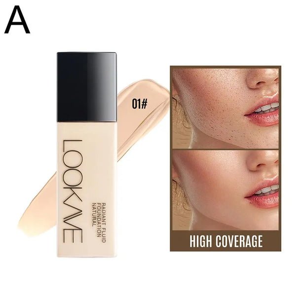 LOOKAVE Liquid Foundation Long Lasting Full Coverage Natural Matte Liquid Foundation Moisturizing Concealer CC Cream Base Makeup - Luxe Ladies Moda