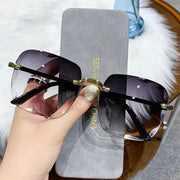 Sunglasses For Women ladies Rimless Sun glasses Diamond cutting Lens Brand Designer Ocean Shades Vintage female glasses eyewear - Luxe Ladies Moda
