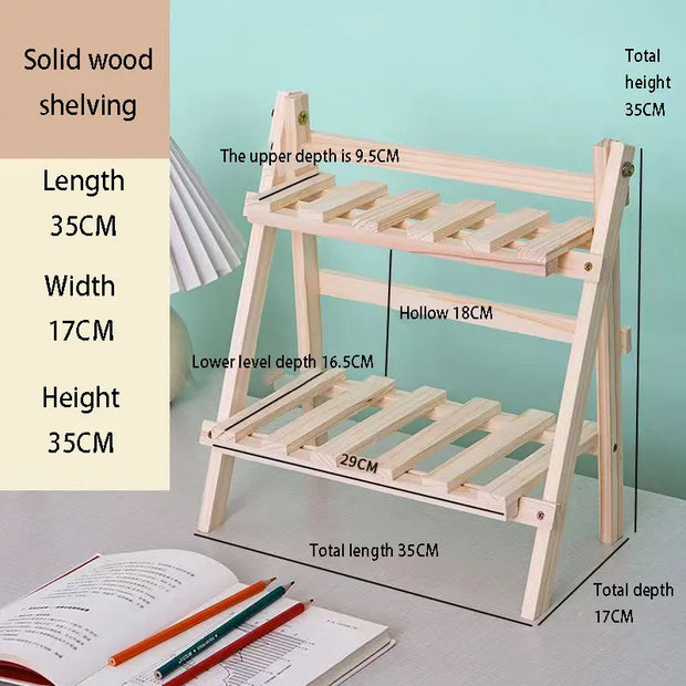 Office minimalist desktop storage rack dormitory desk storage and organization rack double-layer wooden table top storage rack - Luxe Ladies Moda