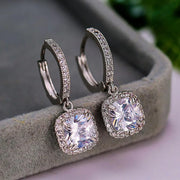 "Bright Square Zircon Women’s Earrings | Light Luxury Commuter Ear Hooks" - Luxe Ladies Moda