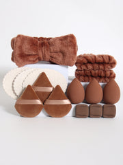 15Pcs Multi-Colored Fluffy Headband and Makeup Sponge Set-Sweet Style, Perfect Beauty Assistant - Luxe Ladies Moda