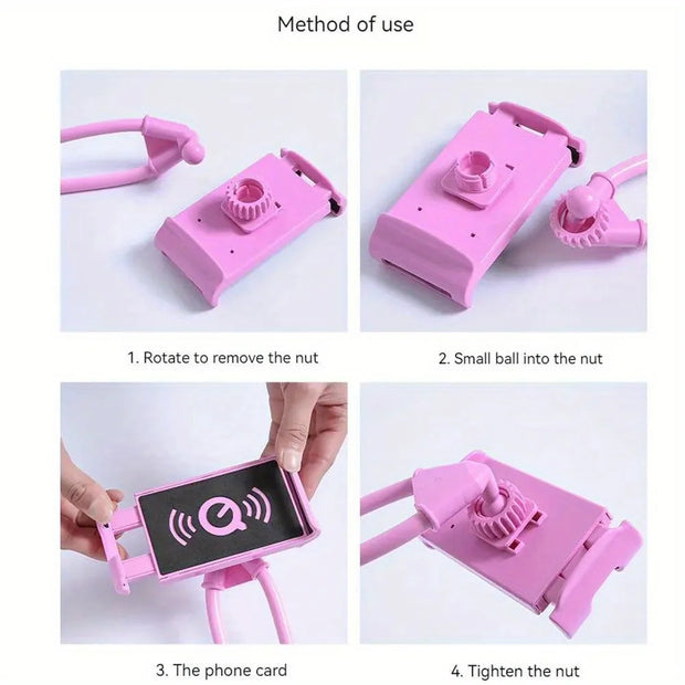 Universal Mobile Phone Holder Extendable Neck Hanging Selfie Stick Rack Adjustable 360°Free Rotating Mount Holder