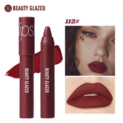 Beauty Glazed Matte Lipstick Pencil Waterproof Long Lasting Lip Balm 12 Colors Velvet Lip Liner Pen Lips Makeup Women Cosmetics - Luxe Ladies Moda