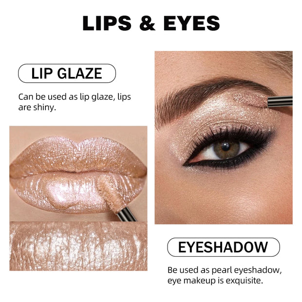 QIBEST shimmer lip gloss beauty girl diamond glitter lip tint waterproof long lasting 6 colors gray flash liquid lipstick makeup - Luxe Ladies Moda