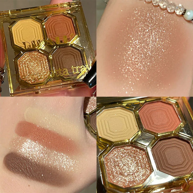 Eye Shadow Palette Mini Makeup Cosmetics Travel Size Cute Glitter Nude Eyeshadows Women Cheap Korean Glitters for the Eyes Gift - Luxe Ladies Moda