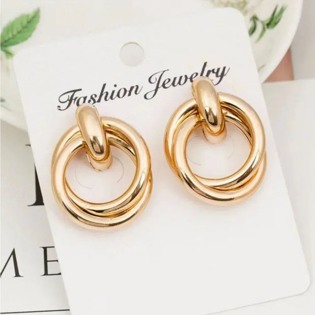Classic Gold Color Geometric Irregular Stud Earrings for Women Design Sense Knot Piercing Earring Fashion Jewelry - Luxe Ladies Moda