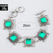 Vintage Green Stone Bracelets for Women Luxury Crystal Stone Flowers Opening Bangle Adjustable Jewelry Accessories - Luxe Ladies Moda