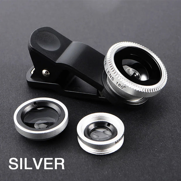 1 Set 3In1 Mobile Phone Fish Eye+Wide Angle+Macro Lightweight Camera Lens With Clip Universal Cell Phone Lens For iPhone - Luxe Ladies Moda