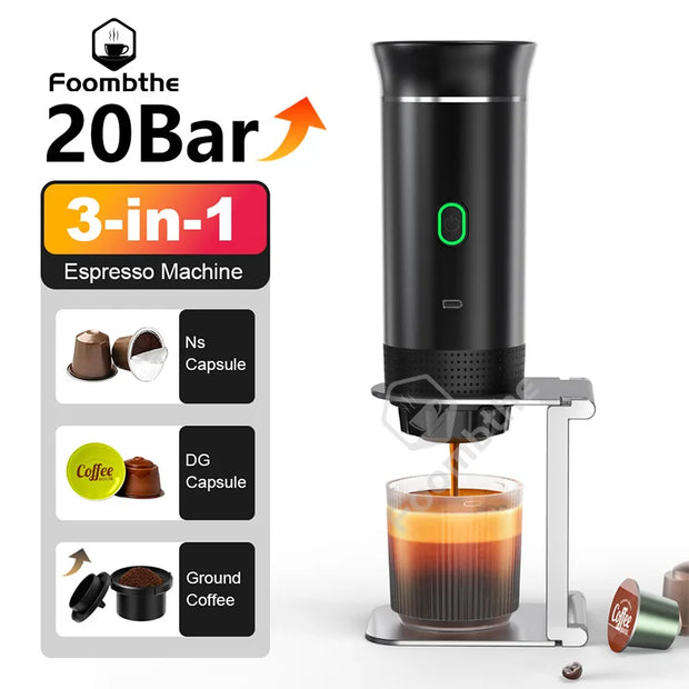Wireless Electric Portable Espresso Coffee Machine for Car & Home Camping Coffee Maker 3-in-1 Capsule Powder Travel Coffee Maker - Luxe Ladies Moda