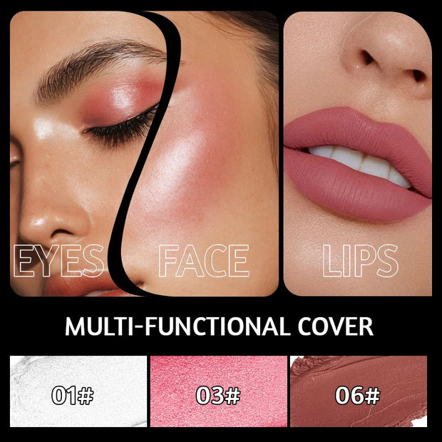 Blush Contour Highlighter Stick for Cheeks Eyes Lip Lightweight Dewy Finish Blush Stick Contour Natural Blusher Stick Makeup Set - Luxe Ladies Moda