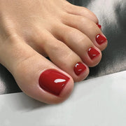 24 PCS Red/White/Black/Yellow/Wine Red Toenails Fake Toe Nails Natural -Solid Color Square Press on Toenails Short - Luxe Ladies Moda