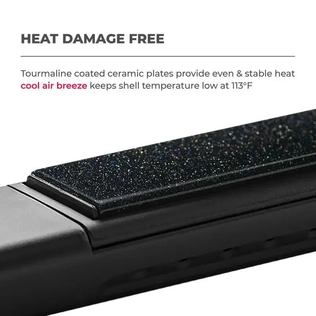 AIRFLOW-Hair Straightener and Curling Iron 2 in 1, Negative Ionic Anti-scald Curling Wand 1.25 Inch ,5 Temps & Dual Voltage - Luxe Ladies Moda