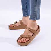 Platform Sandals Comfortable Foam Slides Thick Soles Outdoor Adjustable Buckle Beach Sandals with Arch Support