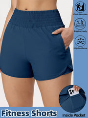 Women Side Zippered Pocket With Inner Lining Shorts Quick Drying Running Fitness Yoga Leisure Sport Shorts - Luxe Ladies Moda