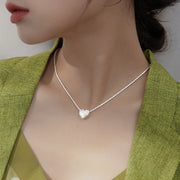 New 925 Sterling Silver Girls Hammer pattern Love Necklace Simple Heart shaped Pendant Women's Gift Boutique Jewelry NK153 - Luxe Ladies Moda