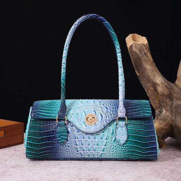 Multicolor Crocodile Pattern Fashion Handheld Stick Bag Large Capacity One Shoulder Underarm Bag Women's Luxury Handbag - Luxe Ladies Moda