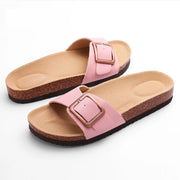 Cork Footbed Flat Slippers Fashion Flip Flops Women Outdoor Beach Shoes With Arch Support Women's Summer Clogs Sandals