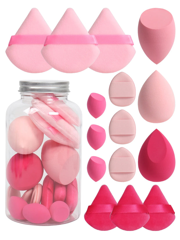 15-Piece Makeup Puff & Sponge Set – Loose Powder Puffs, Mini Makeup Eggs & Air Cushion Applicators - Luxe Ladies Moda