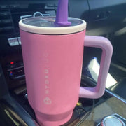 Tumbler Traveler Cup – Stainless Steel Insulated Thermos, Portable Travel Mug with Handle, Lid & Straw - Luxe Ladies Moda