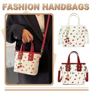 Women PU Cherry Shoulder Bag Large Capacity Stylish Crossbody Bag with Cherry Pendant Simple Messenger Bag Aesthetic Handbag - Luxe Ladies Moda