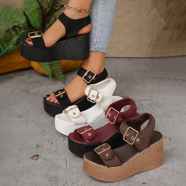 Women’s Super High Heel Peep Toe Muffin Sandals – Thick Sole Summer Platform Sandals - Luxe Ladies Moda