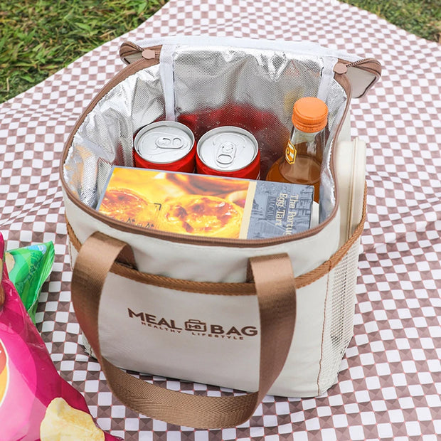 Portable lunch bag food insulated box Waterproof shoulder strap insulated box, hand-held lunch box bag, fresh aluminum DH - Luxe Ladies Moda