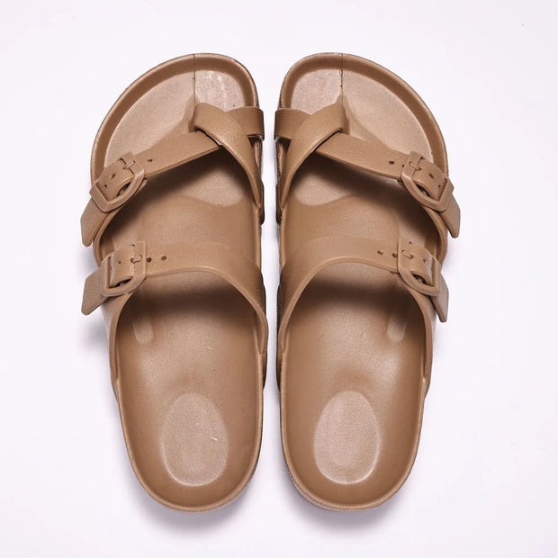 Platform Sandals Comfortable Foam Slides Thick Soles Outdoor Adjustable Buckle Beach Sandals with Arch Support