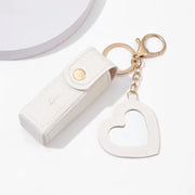 Solid Color Portable Lipstick Bags Wallet Keychain Mini Storage Bag For Women Lipsticks Protective Cover With Mini Makeup Mirror - Luxe Ladies Moda