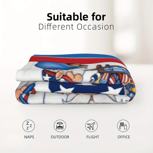 1pc American Independence Day Flag Blanket, Lightweight Plush Comfort Super Soft Flannel for Travel Home Decor