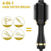 One Step Hair Dryer and Volumiser 1000W Blow Dryer Brush Hot Air Styling Brush Professional Hair Straightener Curler Travel Fri - Luxe Ladies Moda