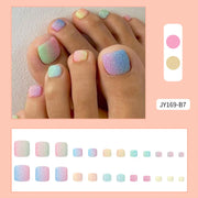 24pcs Fake Toe Nails Press on Toe Nails French Decorated Nail Tips Colorful Summer Toe Nail Art Acrylic Nails for Toe - Luxe Ladies Moda
