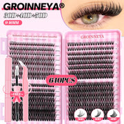 Lash Clusters Set Mixed Tray Lashes Kit Fluffy Individual Lashes Extension with Lash Bond and Seal At Home Makeup - Luxe Ladies Moda