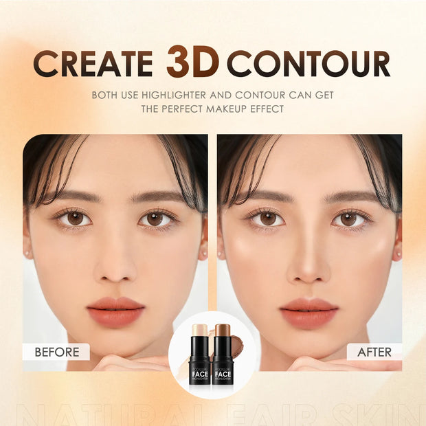 FOCALLURE Waterproof Shimmer Face Bronzer Highlighters Glitter Corrector Contour Illuminator Stick Creamy Blush Makeup Cosmetics - Luxe Ladies Moda