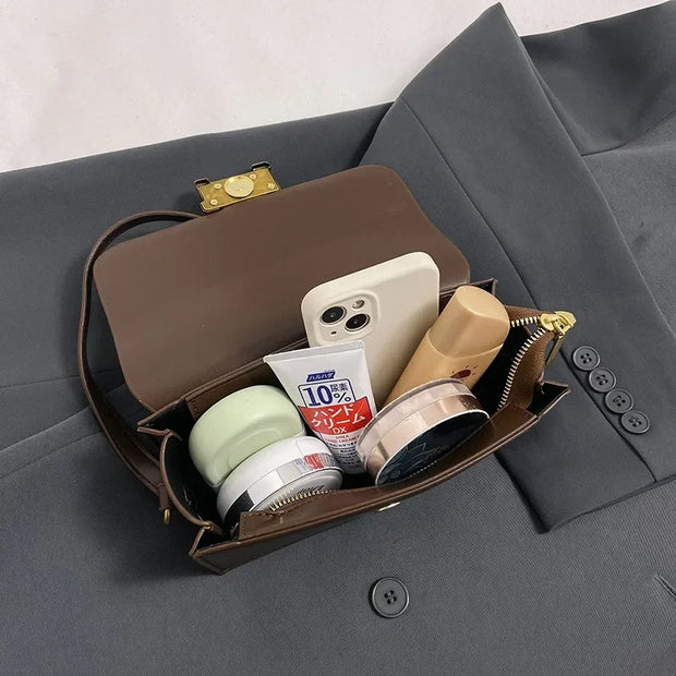 Women's Fashion Texture Crossbody Shoulder Bag Hundred Small Square Bag Brown Niche Light Luxury Women's Bag - Luxe Ladies Moda