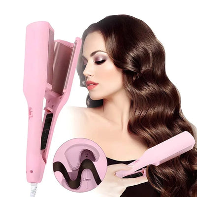 Lcd Display Hair Styling Professional Wave Hair Curling Ceramic Irons 3 Barrel Electric Hair Curler - Luxe Ladies Moda