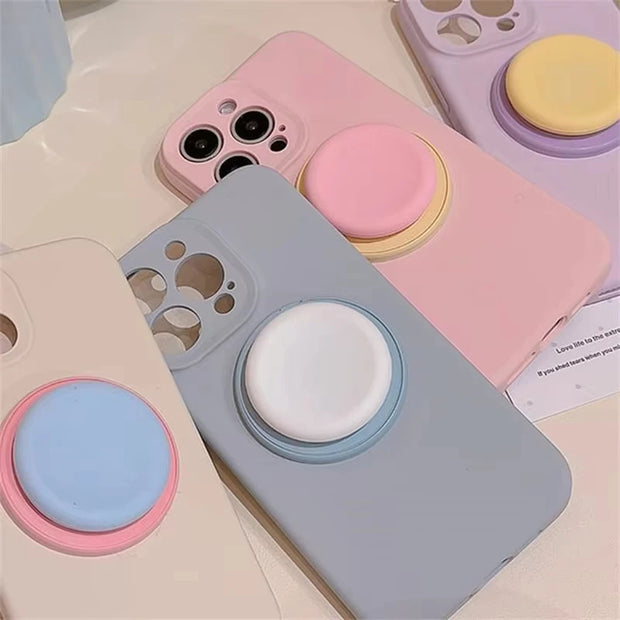 Cute Macaron Silicone Round Magnetic Holder Grip Tok Griptok Phone Stand Holder Support For iPhone 15 For Pad Magsafe Smart Tok - Luxe Ladies Moda