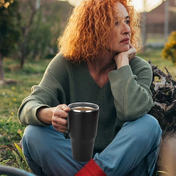 2024 HOT 40oz Stainless Steel Water Bottle Travel Car Coffee Mug Personalized Tumbler with Handle Lid Straw Vacuum Thermos Cup - Luxe Ladies Moda