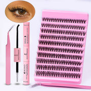 DIY Eyelash Extension Kit 200pcs Individual Lashes Cluster D Curl, 8-16mm Mix Lash Clusters with Lash Tweezers - Luxe Ladies Moda
