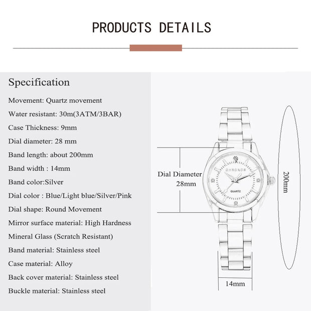 Elegant Women Watch Luxury Ladies Fashion Brand Wristwatch Quartz Movement Stainless Steel Gift for Female Girlfriend - Luxe Ladies Moda