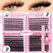 Lash Clusters Set Mixed Tray Lashes Kit Fluffy Individual Lashes Extension with Lash Bond and Seal At Home Makeup - Luxe Ladies Moda