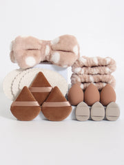 15Pcs Multi-Colored Fluffy Headband and Makeup Sponge Set-Sweet Style, Perfect Beauty Assistant - Luxe Ladies Moda