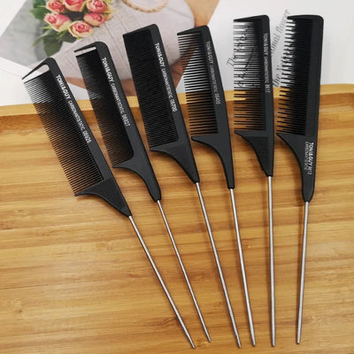 Professional Hair Tail Combs Stainless Steel Salon Cut Styling Comb Spiked Hair Care Styling Tools Barber Accessories Fine Teeth - Luxe Ladies Moda