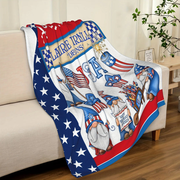 1pc American Independence Day Flag Blanket, Lightweight Plush Comfort Super Soft Flannel for Travel Home Decor