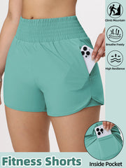 Women Side Zippered Pocket With Inner Lining Shorts Quick Drying Running Fitness Yoga Leisure Sport Shorts - Luxe Ladies Moda