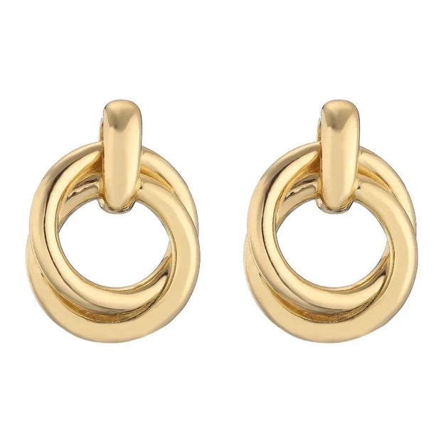 Classic Gold Color Geometric Irregular Stud Earrings for Women Design Sense Knot Piercing Earring Fashion Jewelry - Luxe Ladies Moda