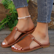 Women's Shoes Square Head Cross Flat Summer Sandals Simple Flip-flops Women Wear Slippers Beach Slippers - Luxe Ladies Moda