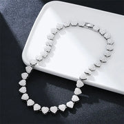 Heart Shape Cuban Chain Necklace – Gold Plated, Iced Out Crystal Jewelry for Women - Luxe Ladies Moda