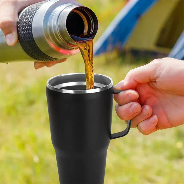 2024 HOT 40oz Stainless Steel Water Bottle Travel Car Coffee Mug Personalized Tumbler with Handle Lid Straw Vacuum Thermos Cup - Luxe Ladies Moda